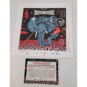 The Snozzberries band signed blotter art by artist Levy signed by band and Levy